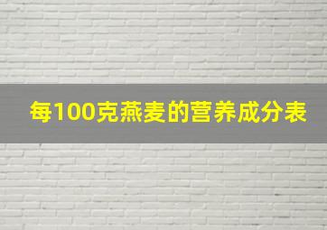 每100克燕麦的营养成分表