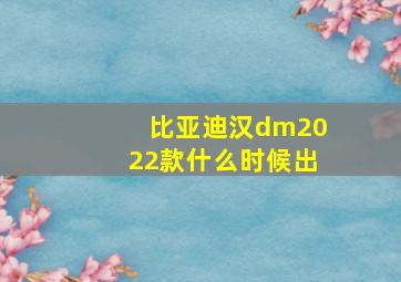 比亚迪汉dm2022款什么时候出