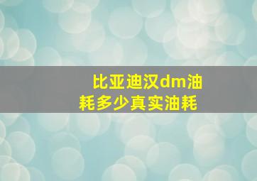 比亚迪汉dm油耗多少真实油耗