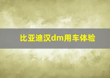 比亚迪汉dm用车体验