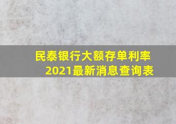 民泰银行大额存单利率2021最新消息查询表