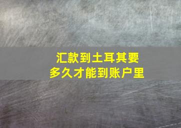 汇款到土耳其要多久才能到账户里