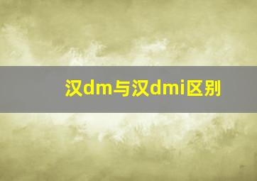 汉dm与汉dmi区别