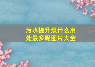 污水提升泵什么用处最多呢图片大全