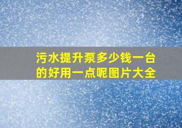 污水提升泵多少钱一台的好用一点呢图片大全