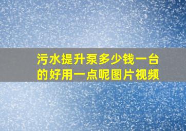 污水提升泵多少钱一台的好用一点呢图片视频