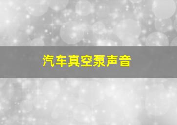 汽车真空泵声音