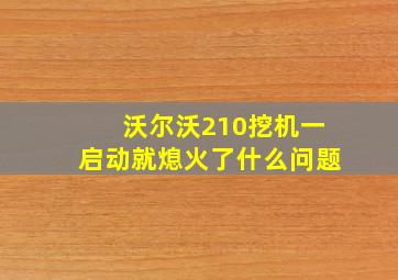 沃尔沃210挖机一启动就熄火了什么问题