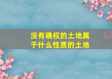 没有确权的土地属于什么性质的土地