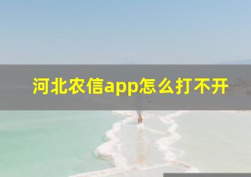 河北农信app怎么打不开