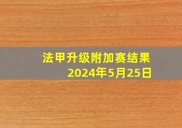 法甲升级附加赛结果2024年5月25日