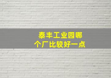 泰丰工业园哪个厂比较好一点