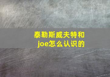 泰勒斯威夫特和joe怎么认识的