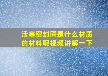 活塞密封圈是什么材质的材料呢视频讲解一下