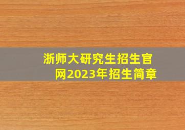 浙师大研究生招生官网2023年招生简章