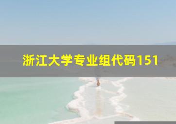 浙江大学专业组代码151