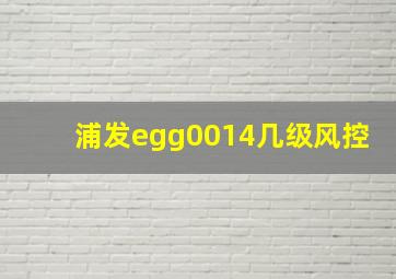 浦发egg0014几级风控