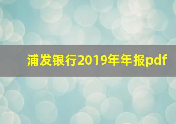 浦发银行2019年年报pdf