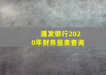 浦发银行2020年财务报表查询