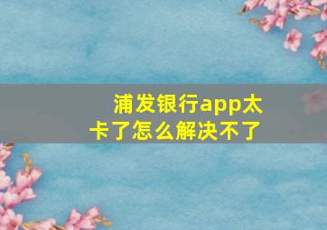 浦发银行app太卡了怎么解决不了