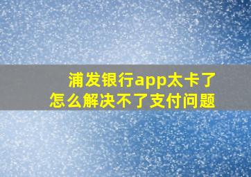 浦发银行app太卡了怎么解决不了支付问题