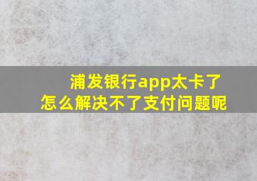 浦发银行app太卡了怎么解决不了支付问题呢