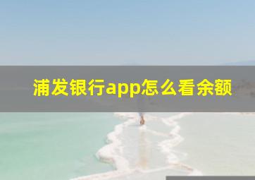 浦发银行app怎么看余额