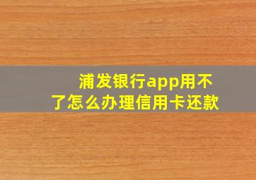 浦发银行app用不了怎么办理信用卡还款