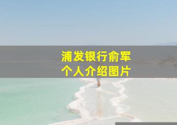 浦发银行俞军个人介绍图片