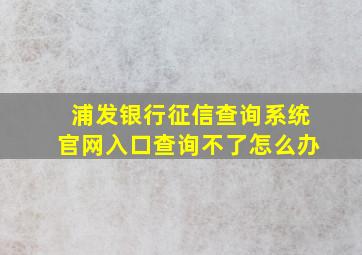 浦发银行征信查询系统官网入口查询不了怎么办