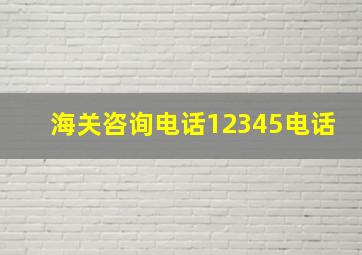 海关咨询电话12345电话