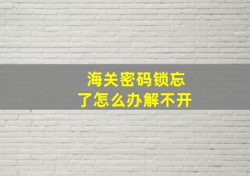 海关密码锁忘了怎么办解不开