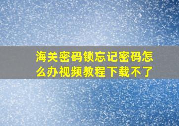 海关密码锁忘记密码怎么办视频教程下载不了