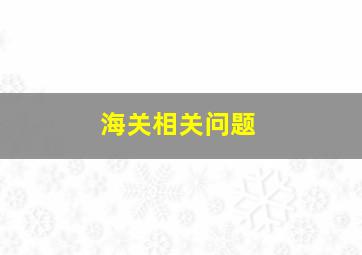 海关相关问题