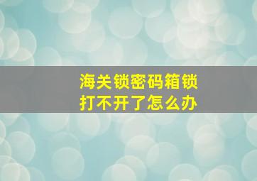 海关锁密码箱锁打不开了怎么办