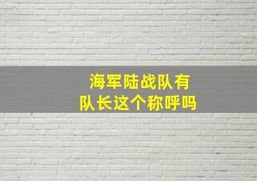 海军陆战队有队长这个称呼吗