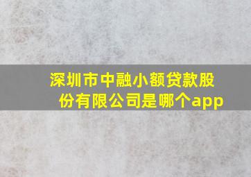 深圳市中融小额贷款股份有限公司是哪个app