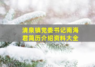 清泉镇党委书记南海君简历介绍资料大全