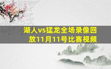 湖人vs猛龙全场录像回放11月11号比赛视频