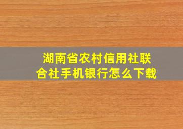 湖南省农村信用社联合社手机银行怎么下载