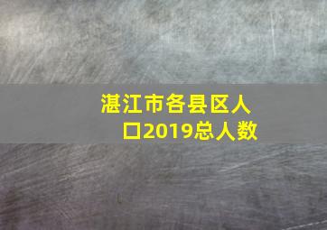 湛江市各县区人口2019总人数