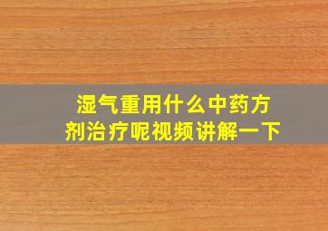 湿气重用什么中药方剂治疗呢视频讲解一下