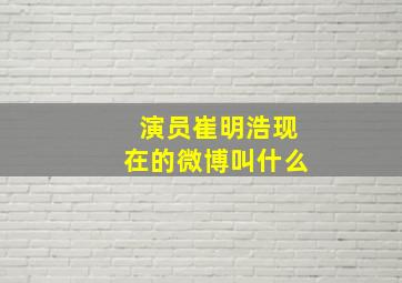 演员崔明浩现在的微博叫什么