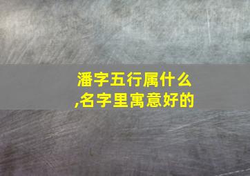 潘字五行属什么,名字里寓意好的