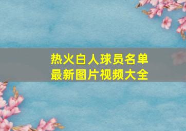 热火白人球员名单最新图片视频大全