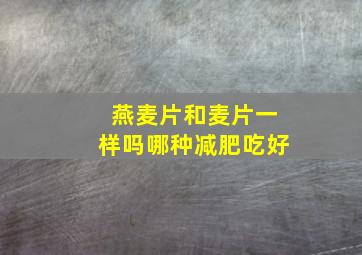 燕麦片和麦片一样吗哪种减肥吃好