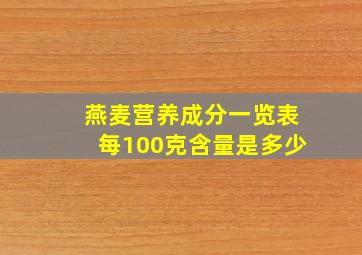 燕麦营养成分一览表每100克含量是多少