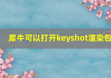 犀牛可以打开keyshot渲染包