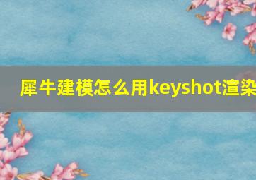 犀牛建模怎么用keyshot渲染