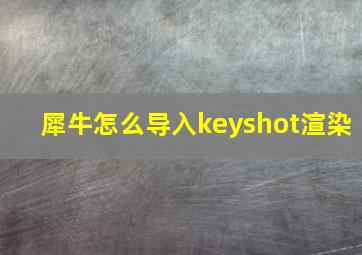 犀牛怎么导入keyshot渲染